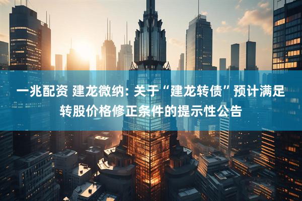 一兆配资 建龙微纳: 关于“建龙转债”预计满足转股价格修正条件的提示性公告